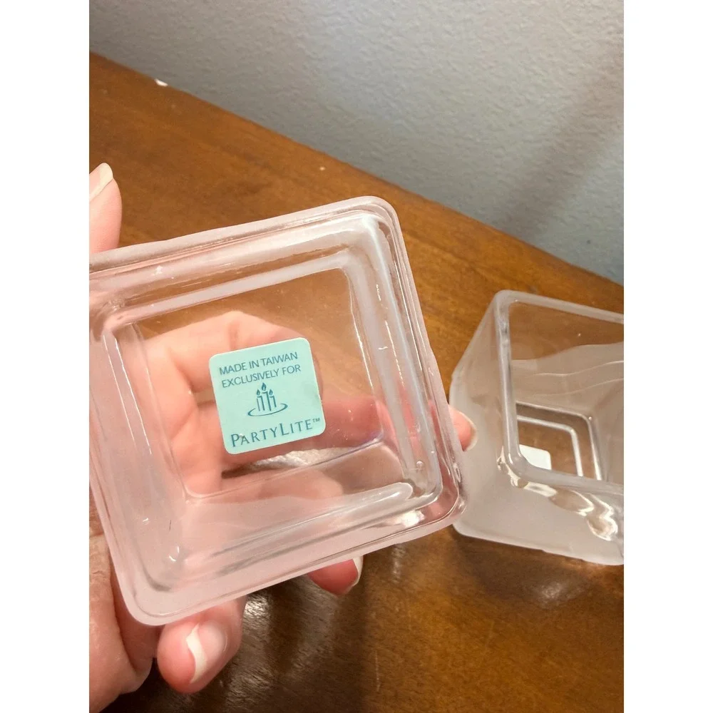 PartyLite Cirrus Pair Square Glass Votive Tealight Candle Holder Set of 2 Boxed - Picture 5 of 10